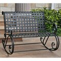 International Caravan Mandalay Iron Bench Rocker, Antique Black 3474-ANT-BK